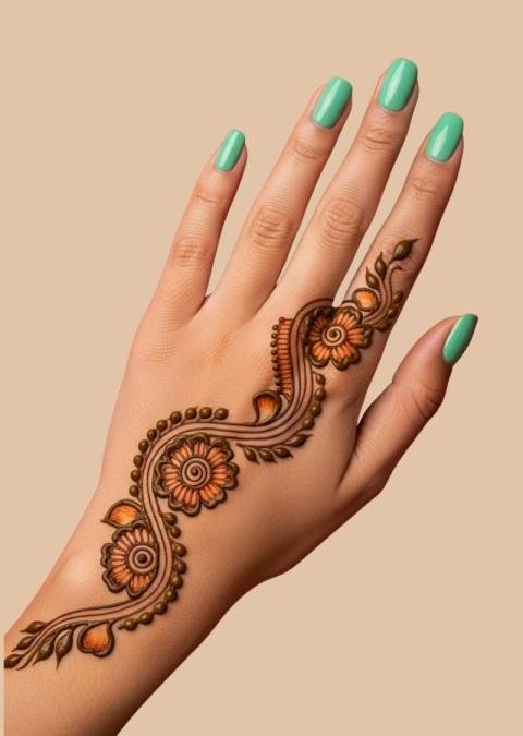 simple mehndi design back hand