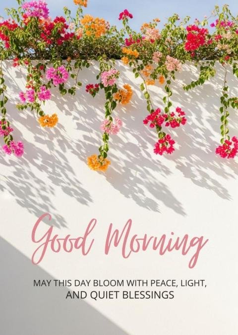 Peaceful Morning Wishes with Blooming Flowers