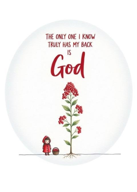 God Has My Back Inspirational Quote Illustration with Minimal Floral Art