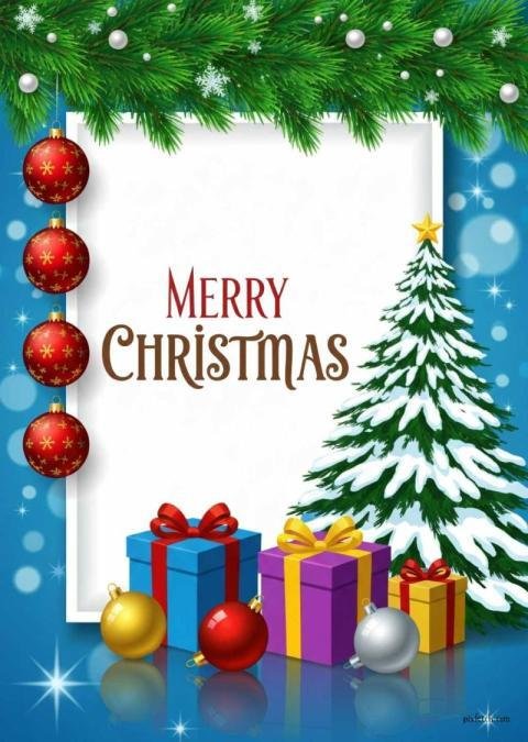 Unique christmas wishes with tree and gifts