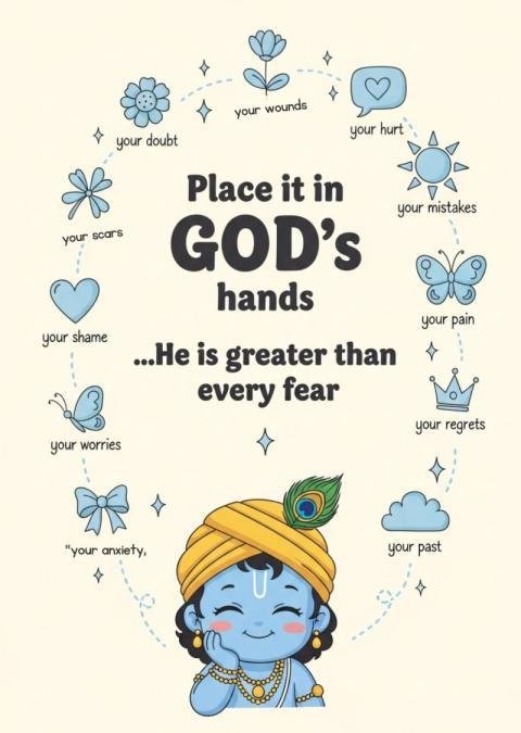 Place It in God’s Hands – Faith Based Inspirational Illustration with Krishna