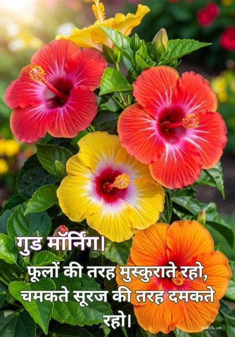 Hibiscus flower good morning in hindi