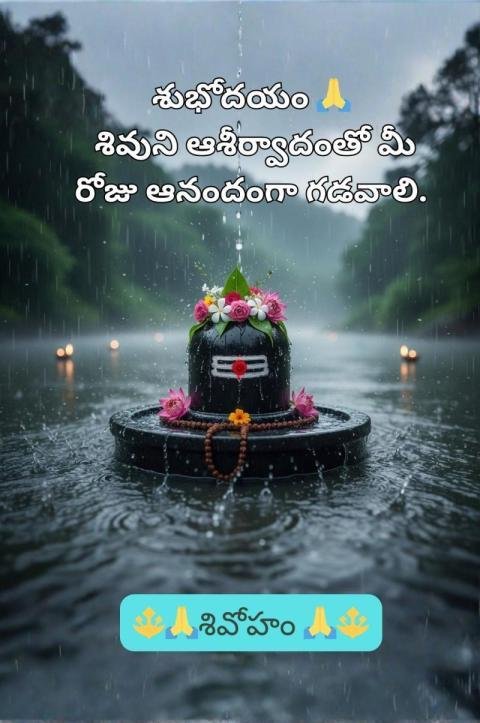 Subhodayam Shiva Lingam Image with Telugu Devotional Blessing Quote
