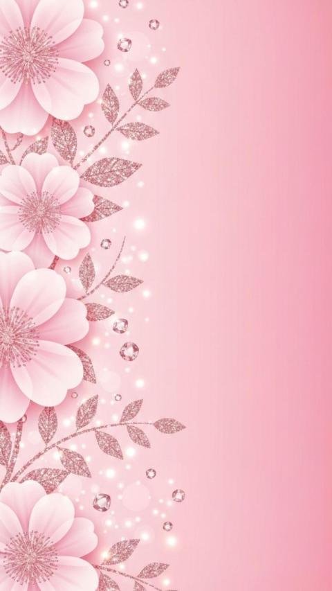 Vertical dreamy pink background with large soft pink blossoms