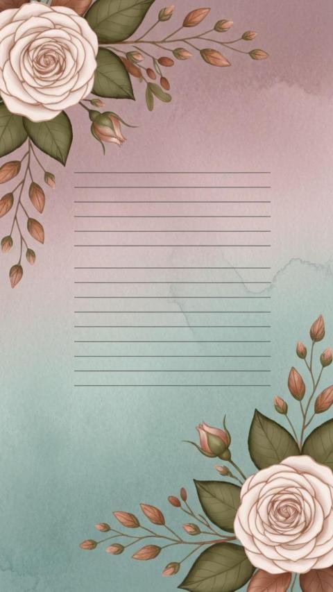 Elegant floral stationery page with a soft gradient watercolor