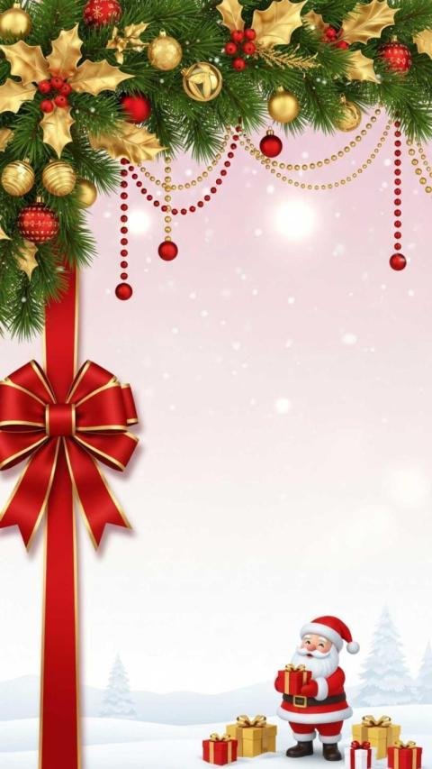 An elegant Christmas background with a soft pink to white gradient backdrop