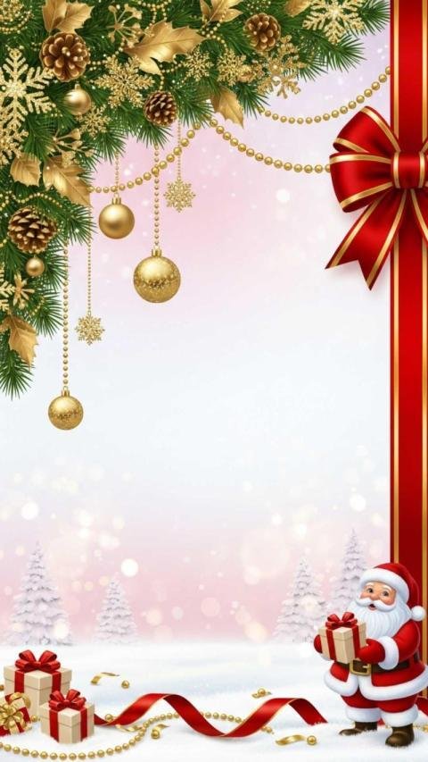 A festive Christmas background with a soft pink to white gradient backdrop