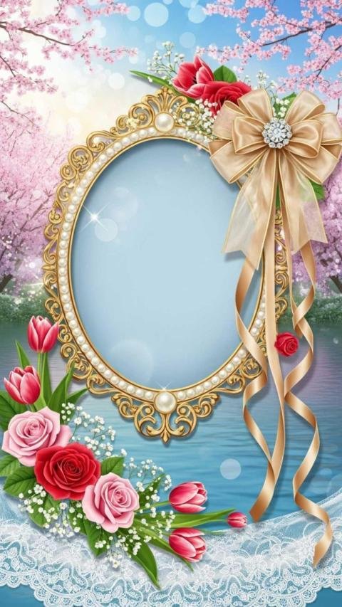 A luxurious decorative greeting card style design with a soft blue background