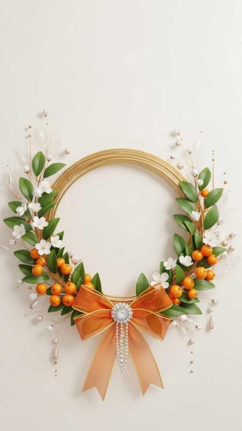 A luxurious decorative frame design with a soft cream white background