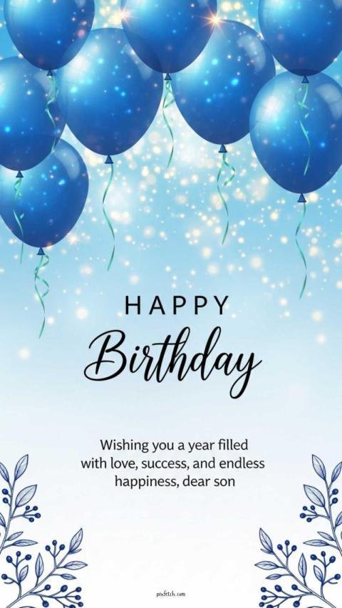 Elegant birthday greeting card design with balloons