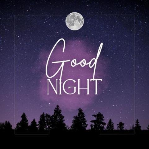 A night sky with Good night Text and full moon