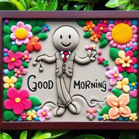 Good Morning wishes with happy, smiling, happy, and joyful human like figure