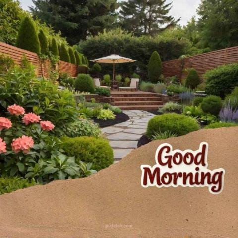 Good Morning with beautiful garden with a serene