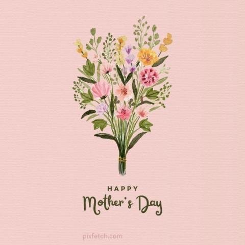 A mother's day card with a bouquet of colorful flowers