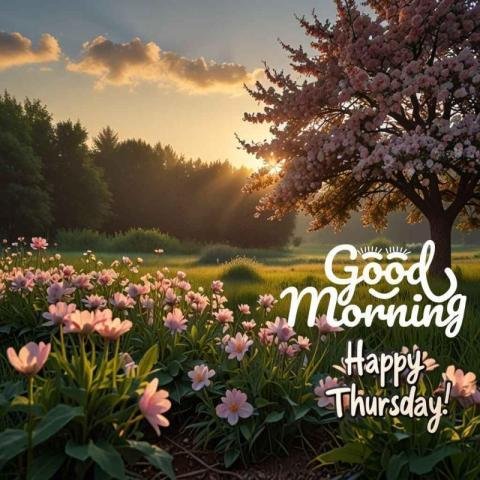 Garden nature good morning flowers with Happy thursday