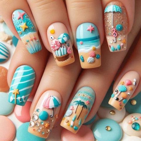 Nails for beach vacation