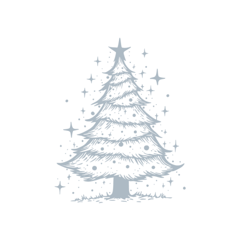 A beautiful hand drawn Christmas tree illustration png