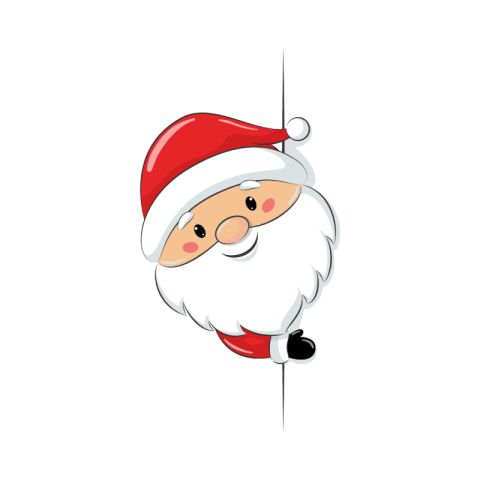 Adorable cartoon Santa Claus peeking illustration