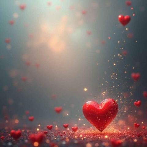 Glowing red 3D heart background