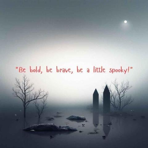 A misty Halloween themed image with quote