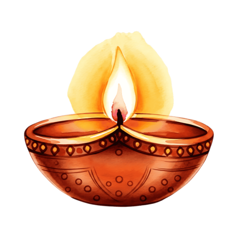 Beautifully illustrated traditional Diya