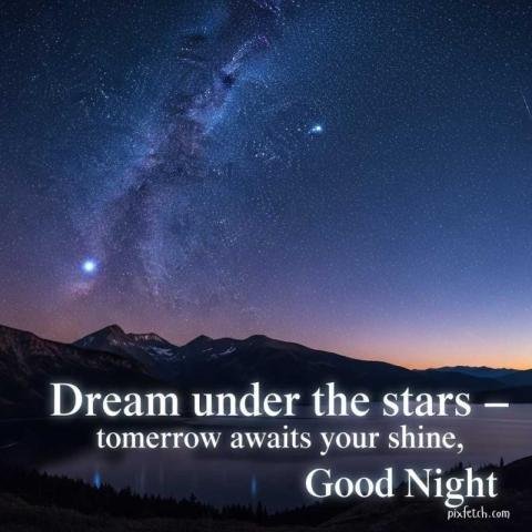 A beautiful night sky filled with stars and good night wishes