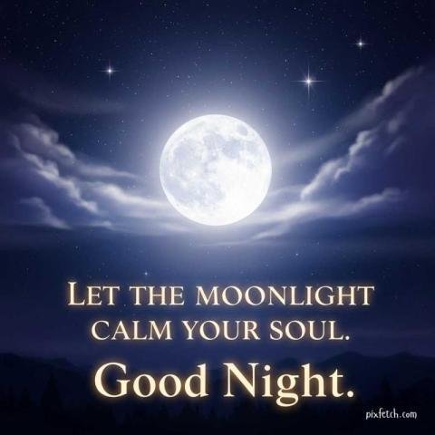 A beautiful night scene with a full moon and good night