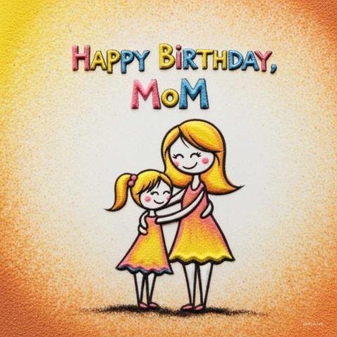 A colorful and whimsical happy birthday card for a mother and daughter