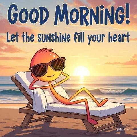 Good morning wishes with cartoon character wearing dark sunglasses
