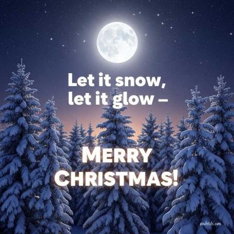 Snow night with merry Christmas wishes image