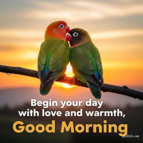 Love birds with warm good morning wishes