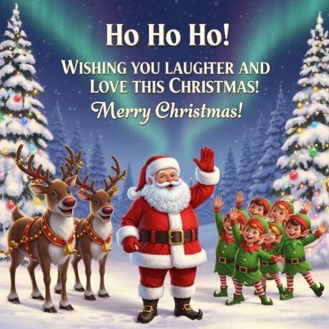 Happy Christmas wishes with Santa clause