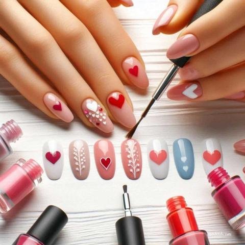 Nail art with hearts
