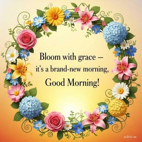 Good morning new style with flowers in circle