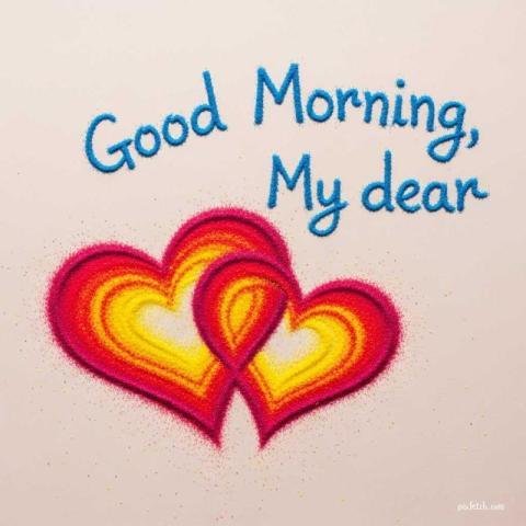 Interwined hearts with Good morning dear wishes image