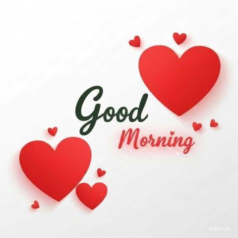 Two Love hearts with good morning wishes