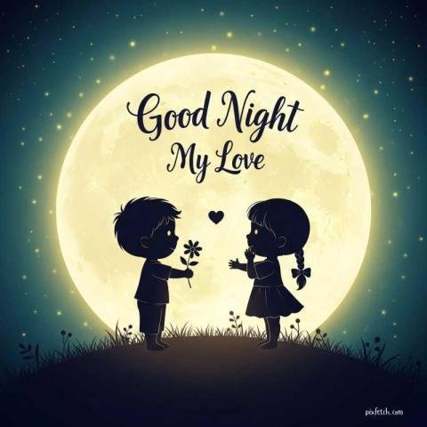 Romantic nighttime scene with good night wishes