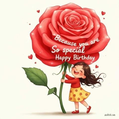 Little girl happy birthday image with a joyful expression