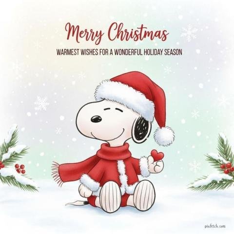 Snoopy Christmas wishes with peaceful winter atmosphere