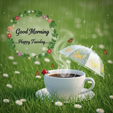 Good morning image with coffee for WhatsApp