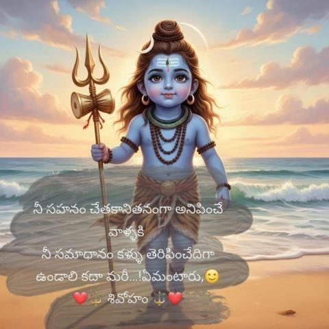 Baby Shiva WhatsApp DP with Telugu Devotional Quote