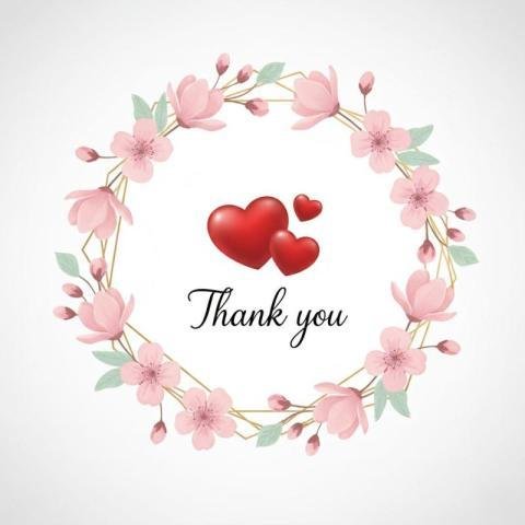 Thank You Floral Wreath with Hearts