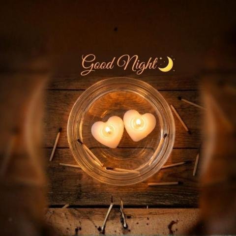Romantic Good Night Image with Heart Candles