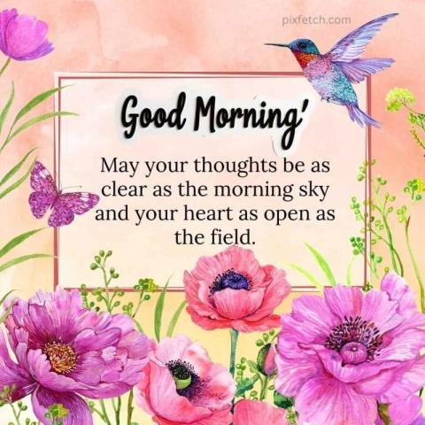 A beautiful watercolor illustration featuring hummingbird and good morning