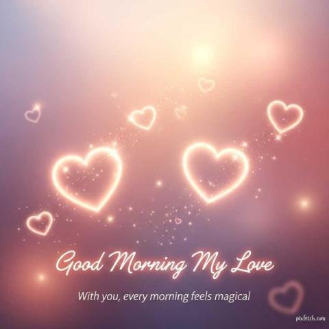 Good morning image with hearts