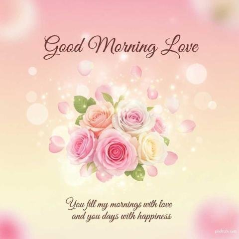 Good morning love image with flowers
