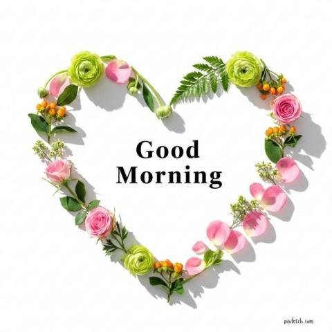 A bright, minimal, elegant greeting–card style good morning image