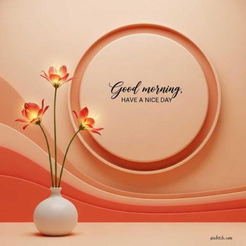 Minimalistic 3D art composition with warm peach good morning image