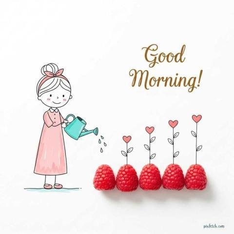 Simple hand drawn doodle style Good morning image