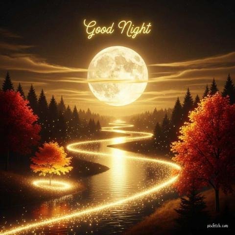 Nighttime landscape illuminated good night wishes images for friends